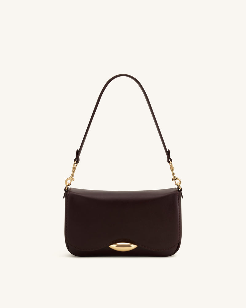 Sofia Classic Flap Shoulder Bag - Dark Brown