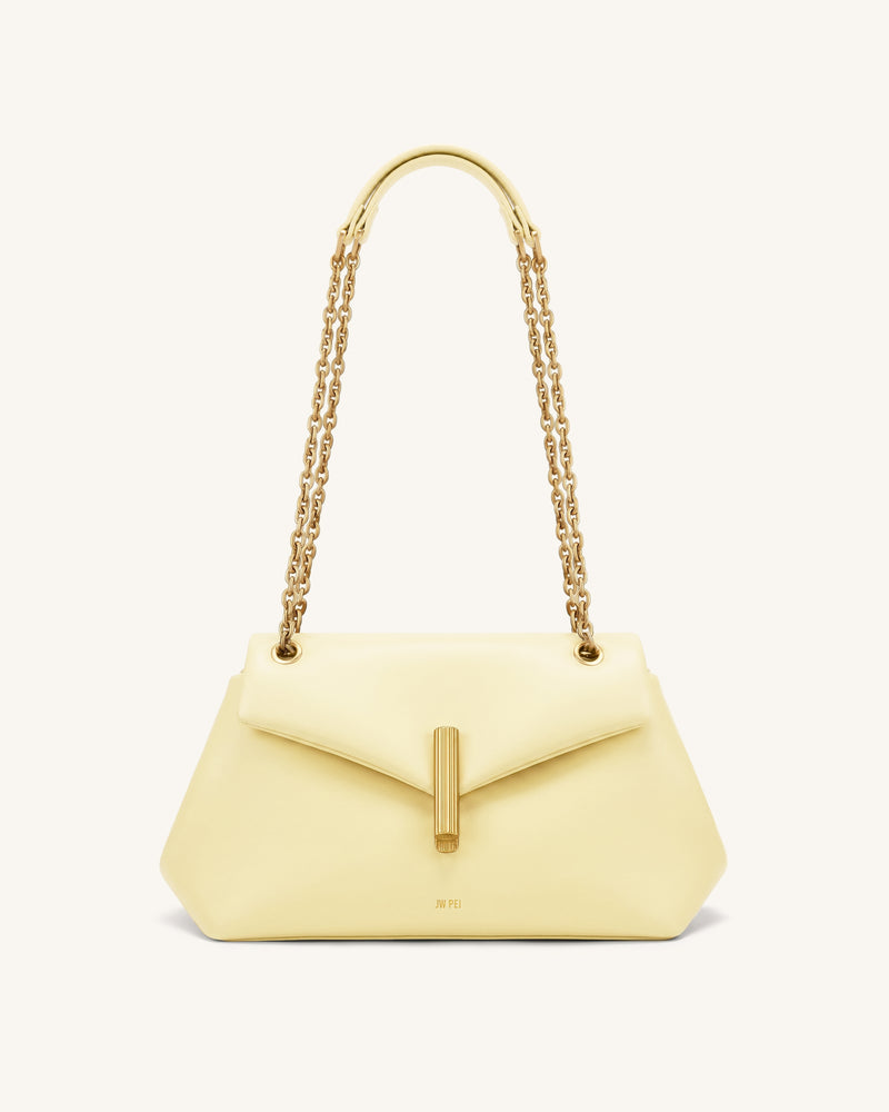 Valerie Chain Flap Shoulder Bag - Light Yellow