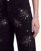 The Stellar Starburst Fray Wide-Leg Jeans - Black