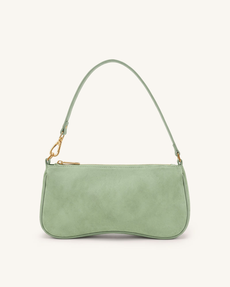 Eva Faux Suede Shoulder Handbag - Light Green