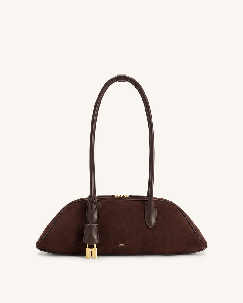 Zora Faux Suede Shoulder Bag - Coffee Brown