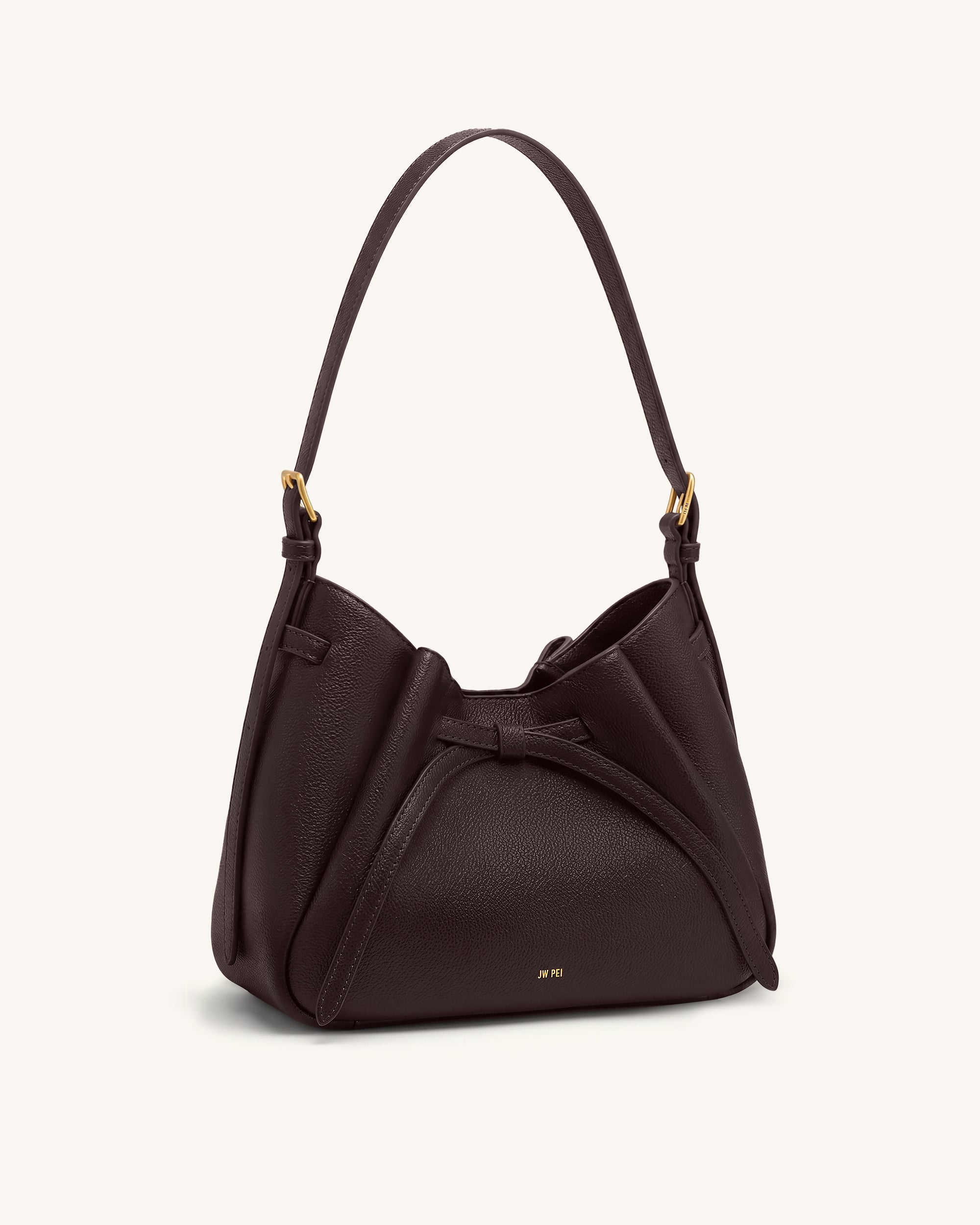 Mabel Soft Bow Shoulder Bag - Dark Brown