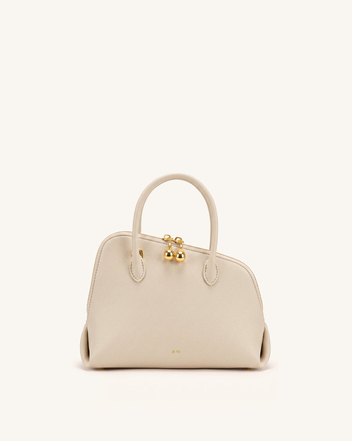 Nerina Pebbled Dome Top Handle Bag - Apricot