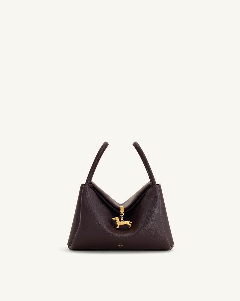 Maelle Dachshund Charm Double Handle Bag - Dark Brown