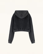 Pearl Outline Dachshund Cropped Hoodie - Acid Black