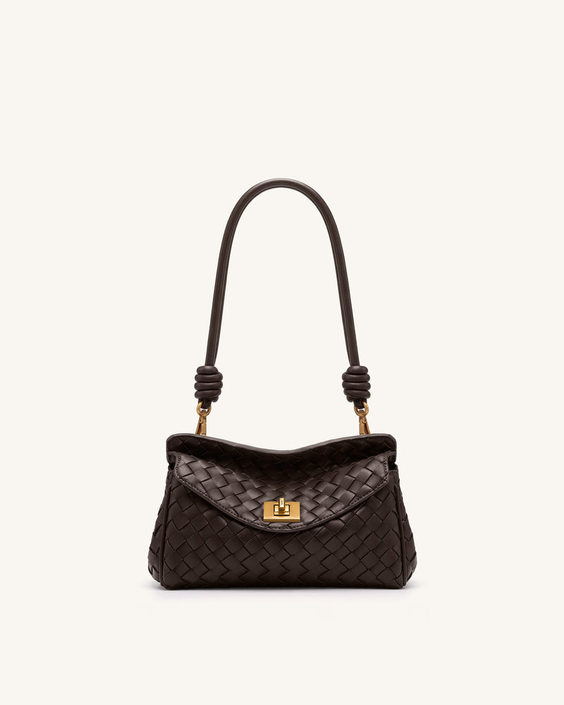 Lucia Woven Shoulder Bag - Brown