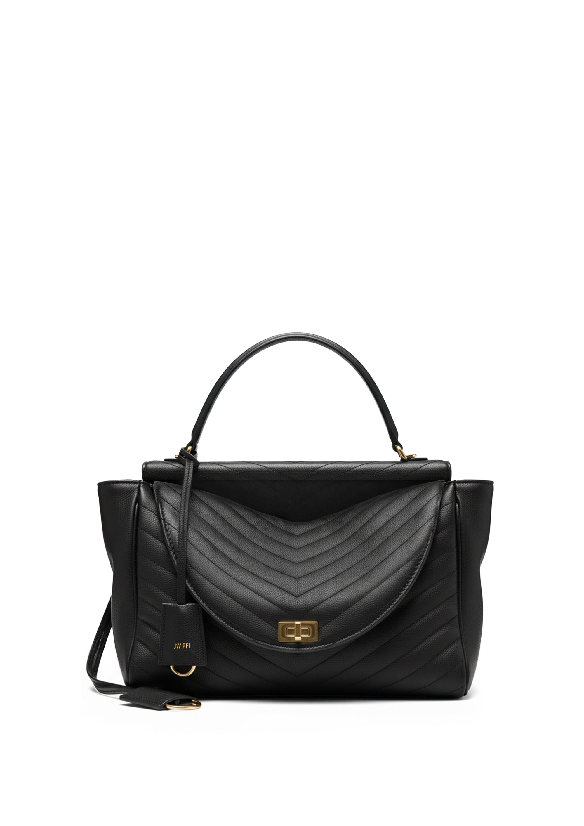 Aria Quilted Top Handle Bag - Black