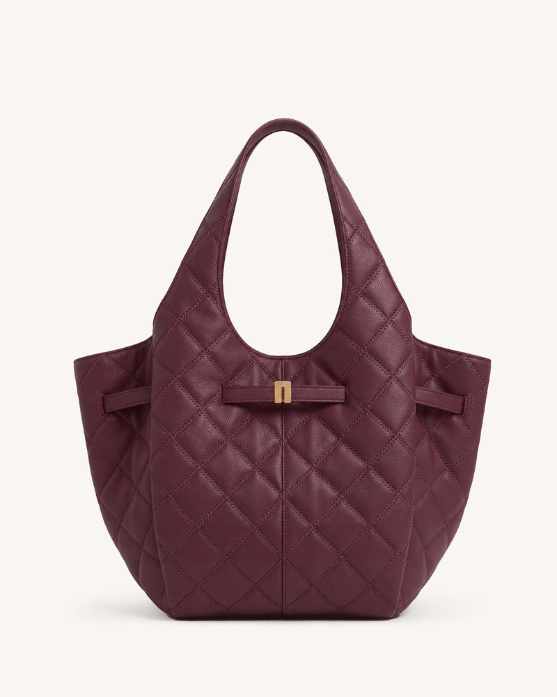 Hana Quilted Tote Bag - Burgundy