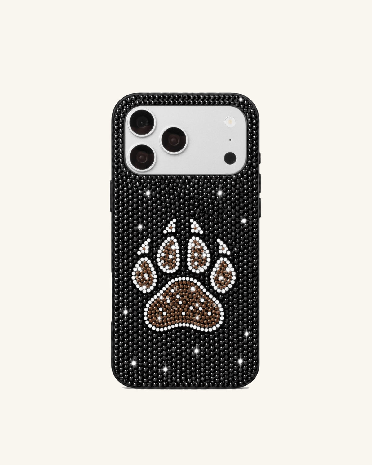 Sparkling Paw Print Phone Case – Black