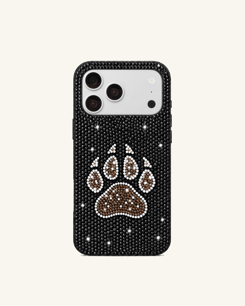 Sparkling Paw Print Phone Case – Black