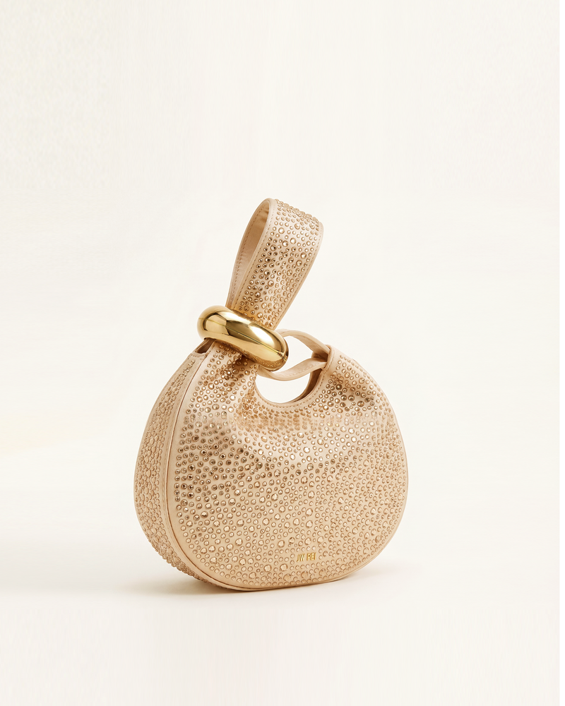 Abacus Artificial Crystal Ring Handle Mini Bag – Champagne Gold