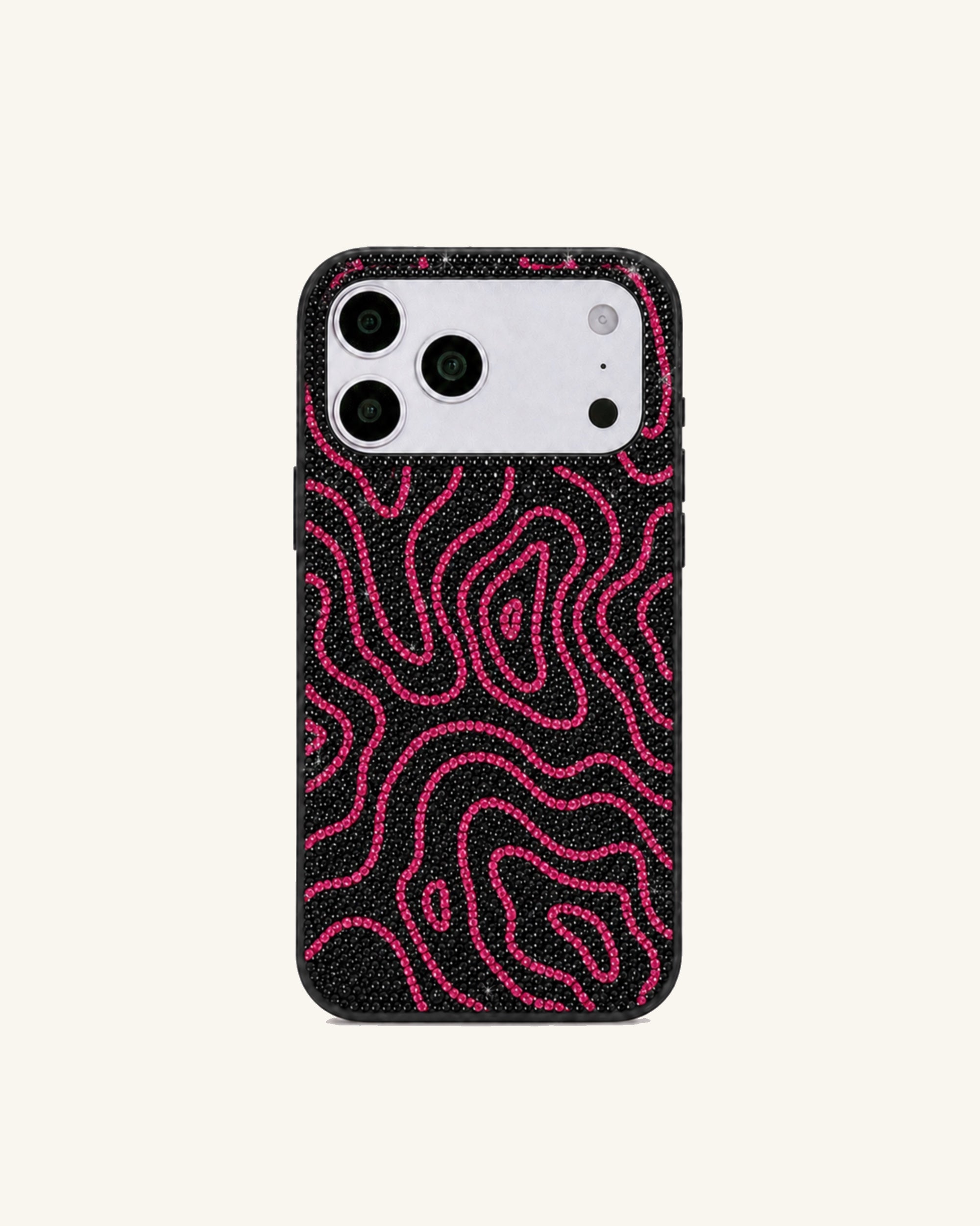 Crystal Wave Pattern Phone Case – Black