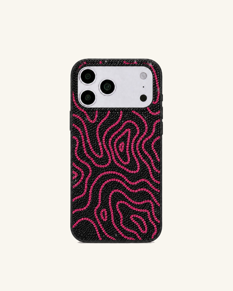 Crystal Wave Pattern Phone Case – Black