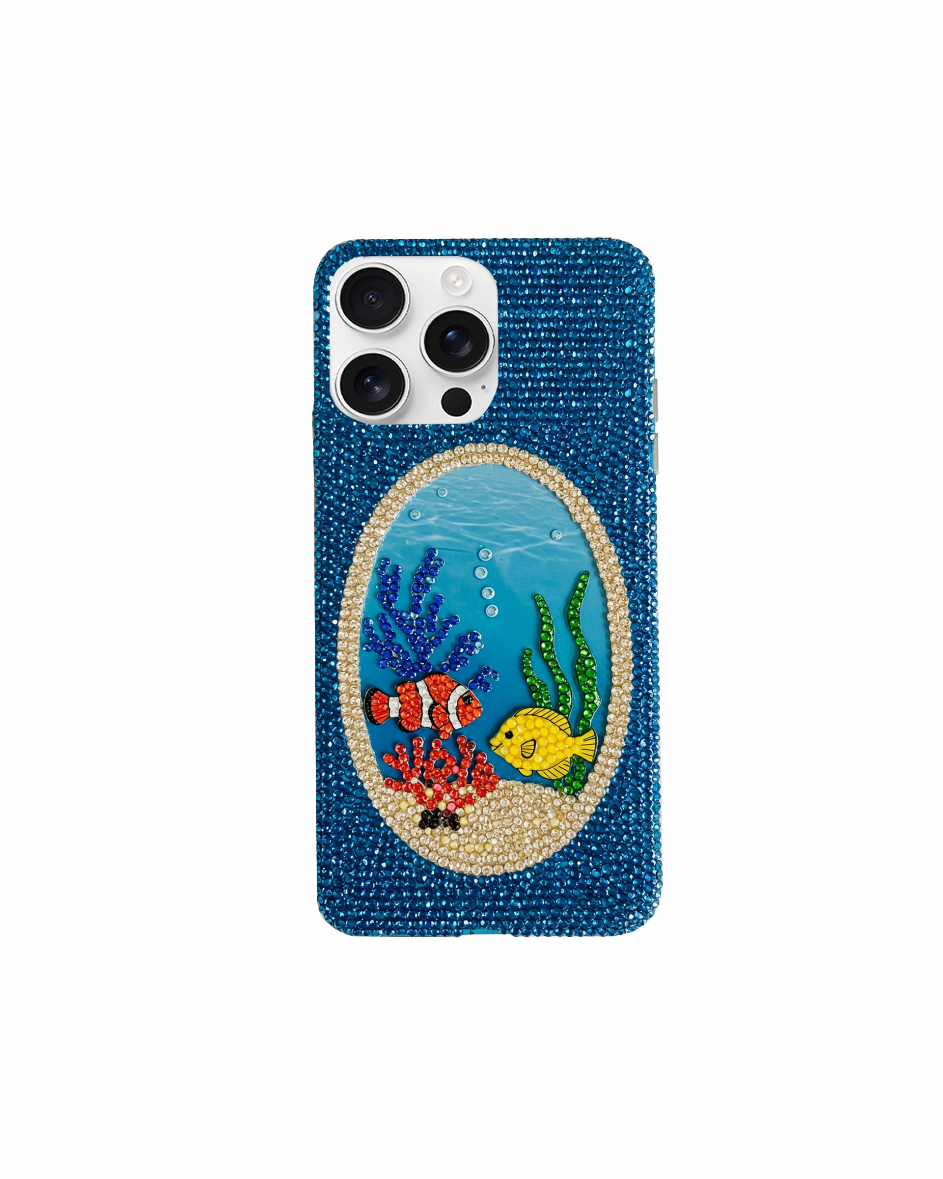 Underwater Fish Artificial Crystal Phone Case – Blue