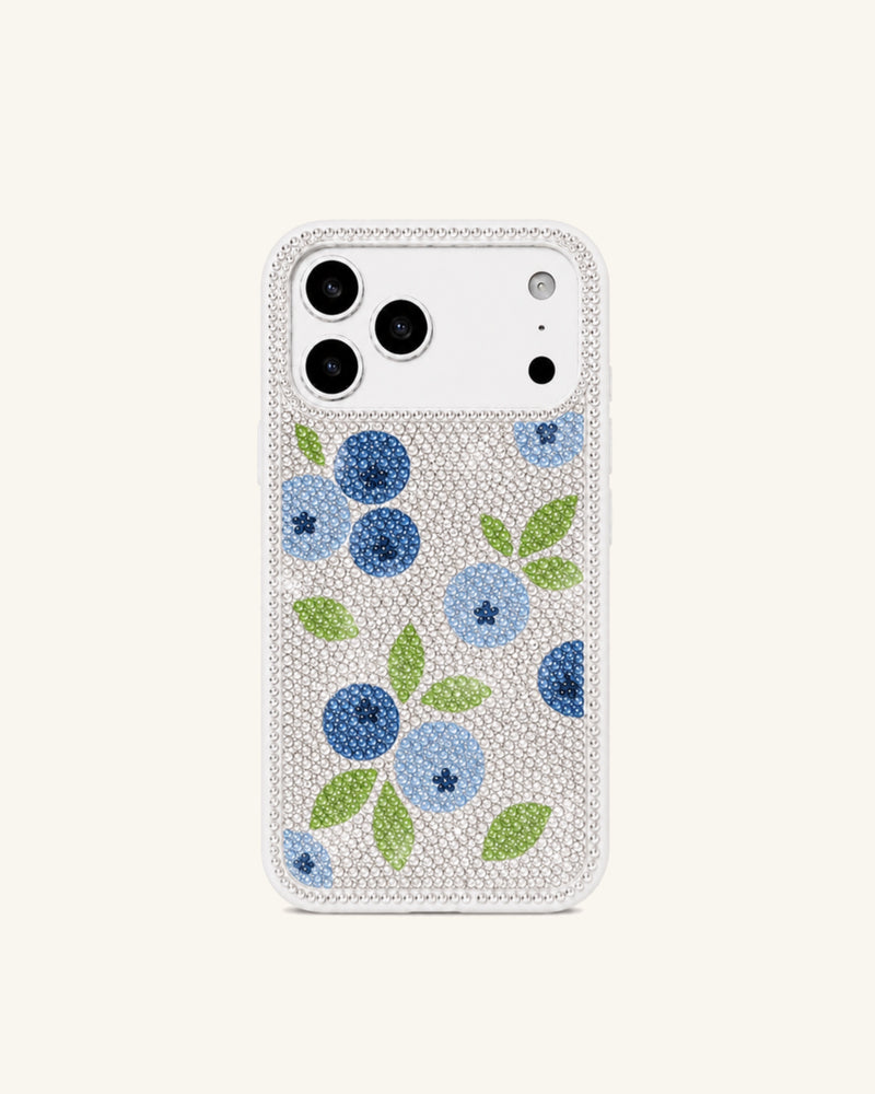 Blueberry Artificial Crystal Phone Case – White