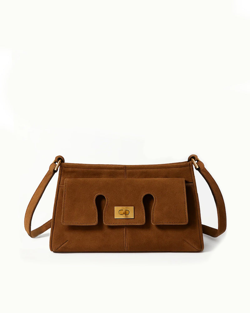 Liv Faux Suede Crossbody Bag - Brown