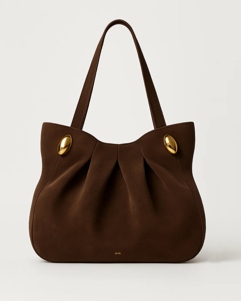 Sienna Pleated Tote Bag - Brown