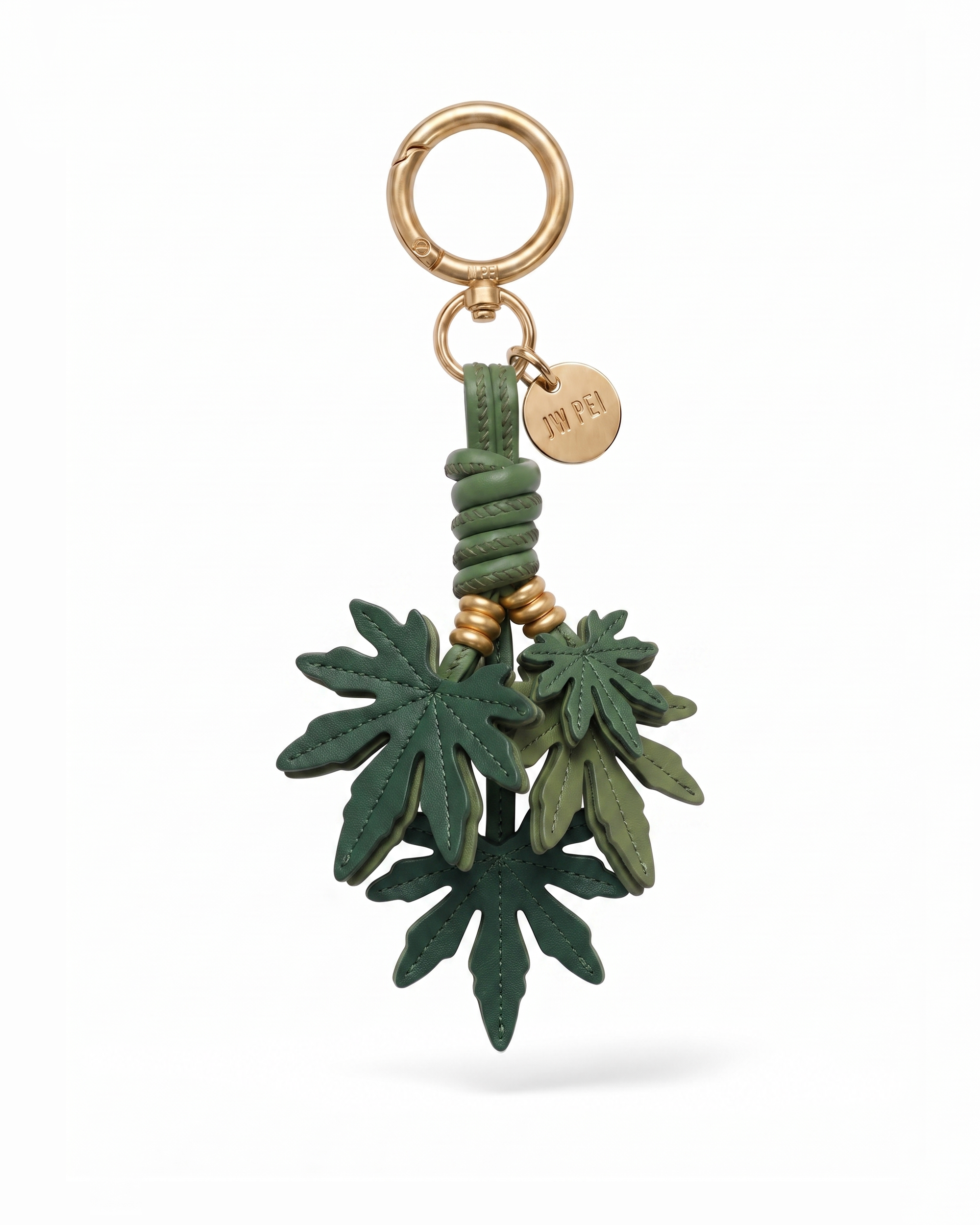 Tropical Leaf Bag Charm - Forest Green