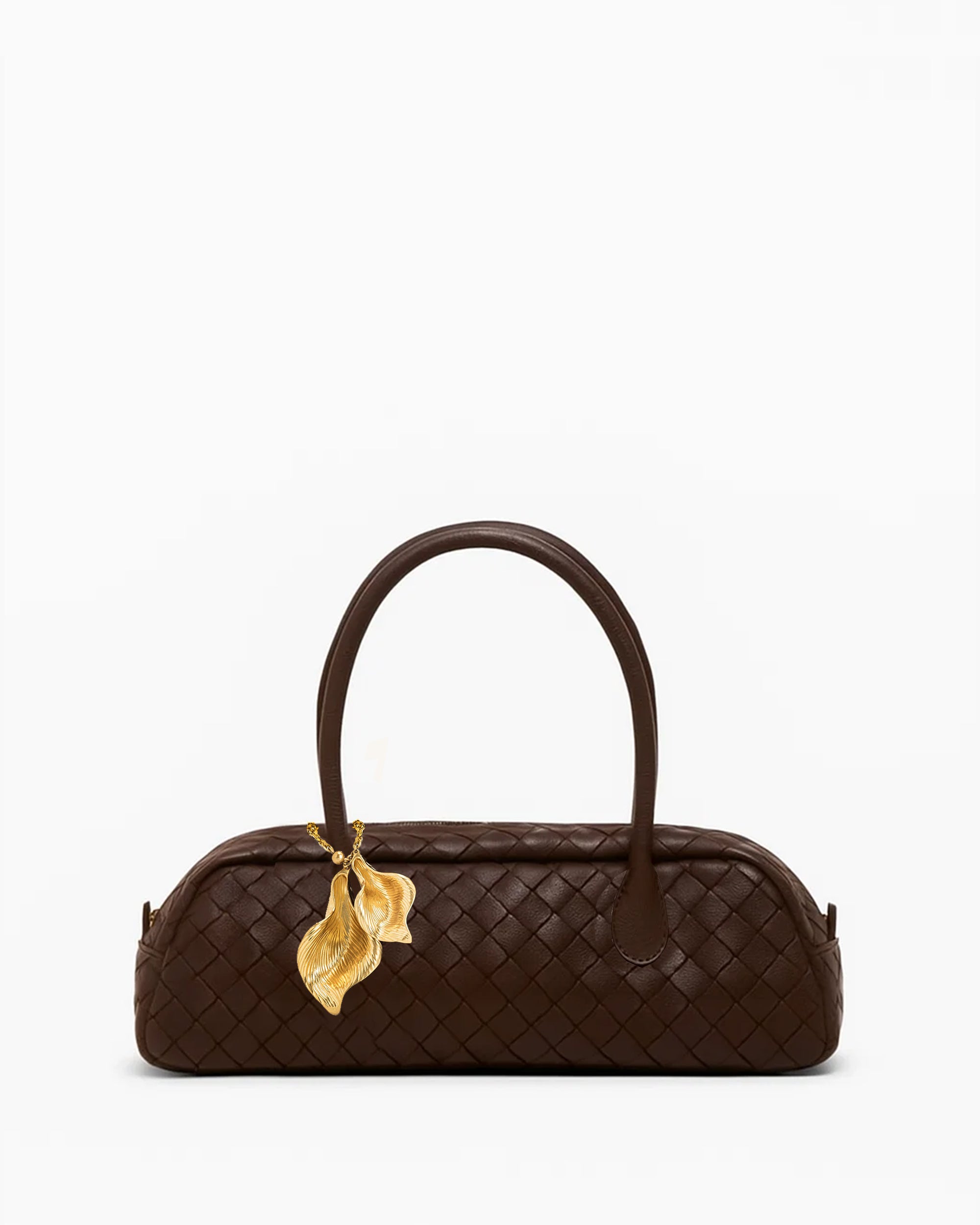 Ava Woven Top Handle Bag - Brown