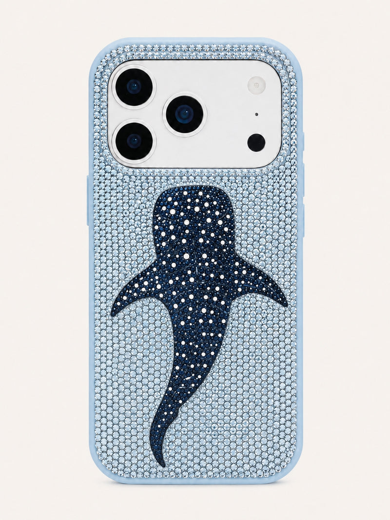 Whale Shark Artificial Crystal Phone Case - Light Blue