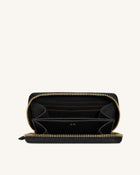 Maeve Dachshund Metal Emblem Zip Wallet - Black