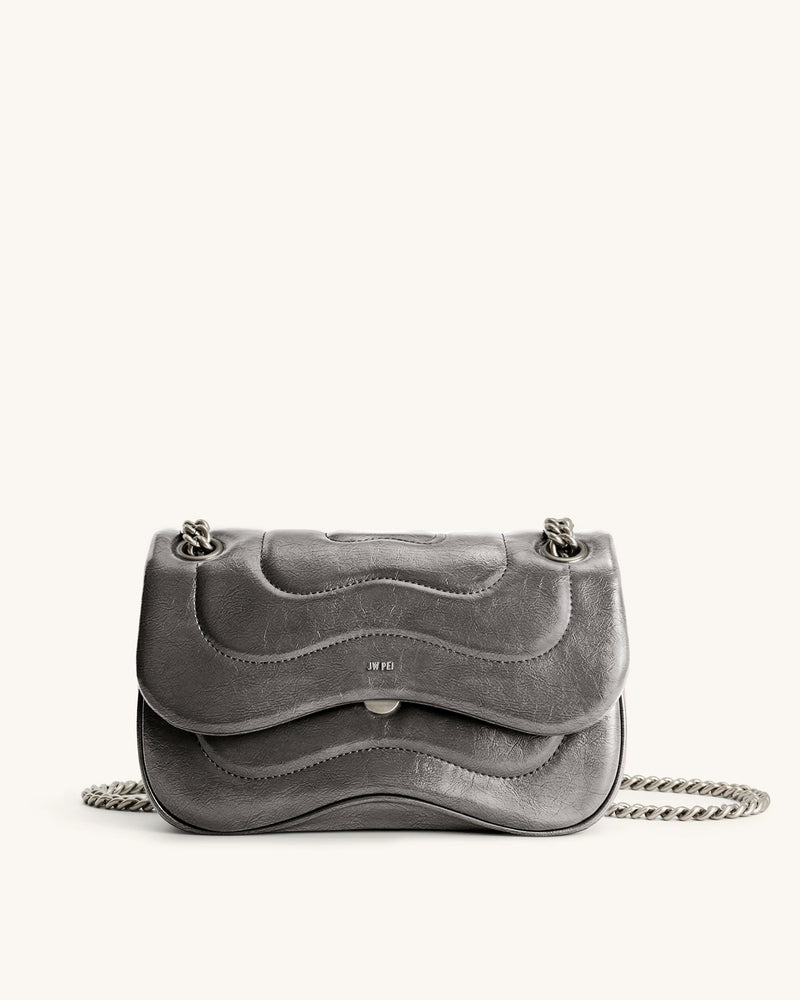 Tina Quilted Chain Crossbody - Shimmer Silve