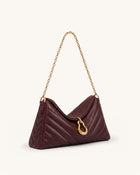Jayla Metal Pendant Embellished Quilted Chain Shoulder Bag - Burgundy