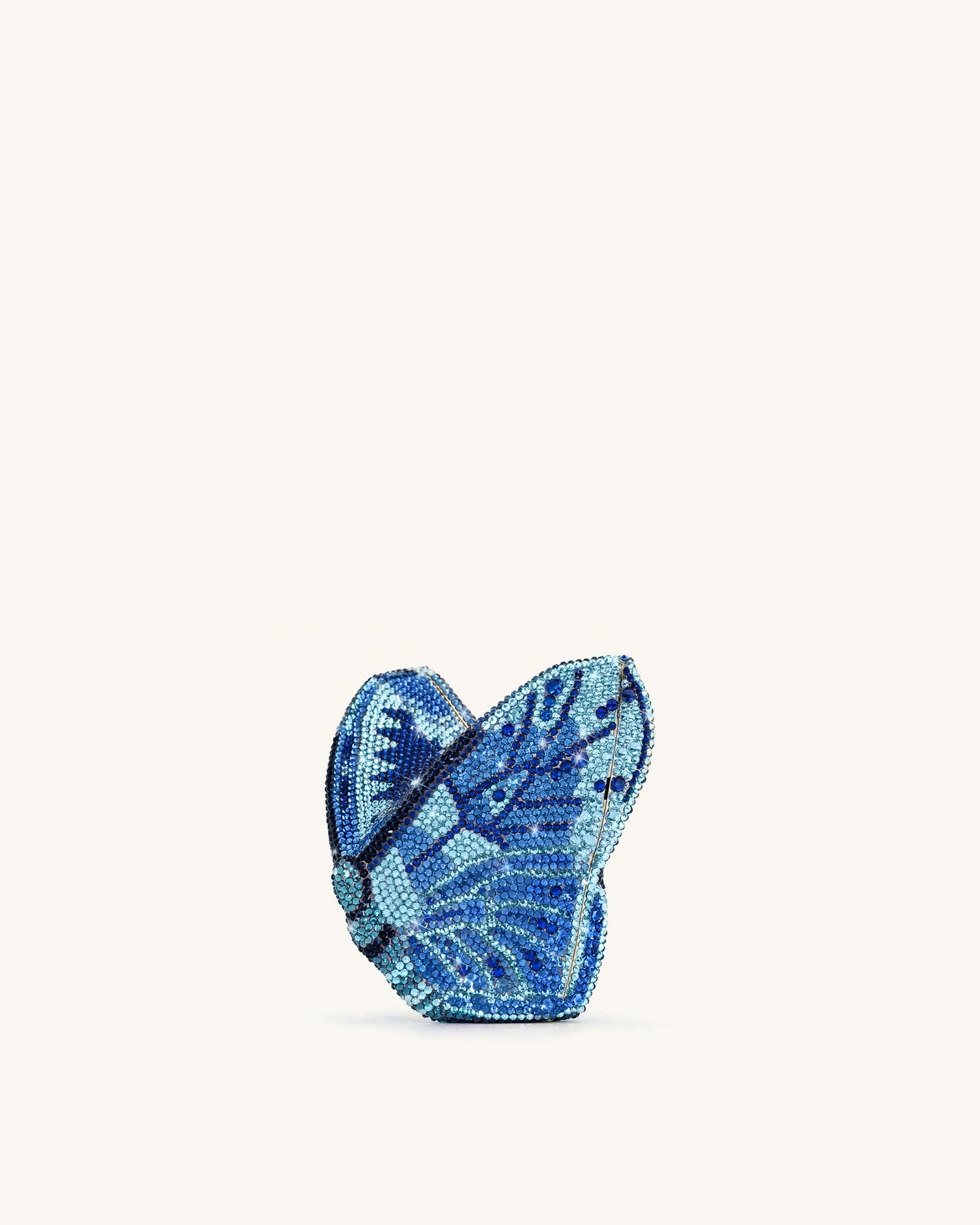 Paisley Crystal Butterfly Clutch - Blue