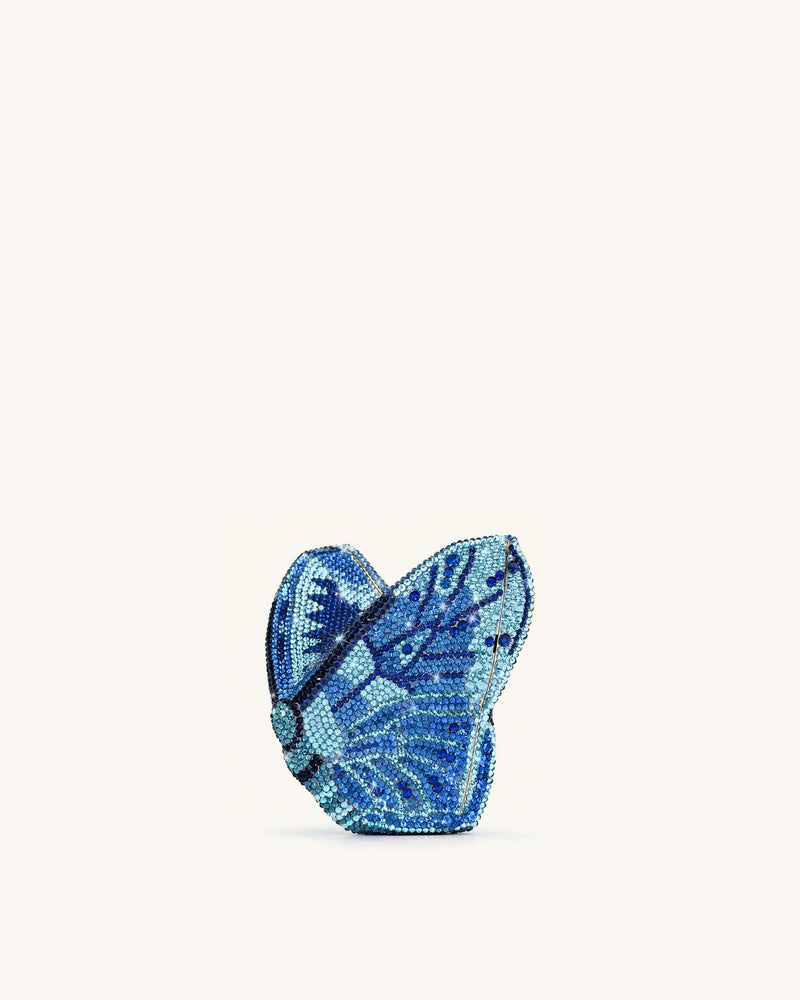 Paisley Crystal Butterfly Clutch - Blue