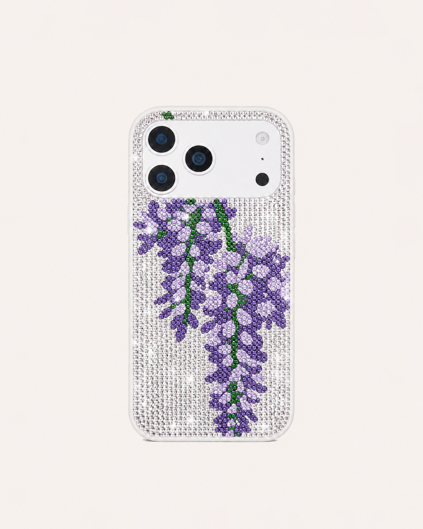 Purple Wisteria Artificial Crystal Phone Case – White