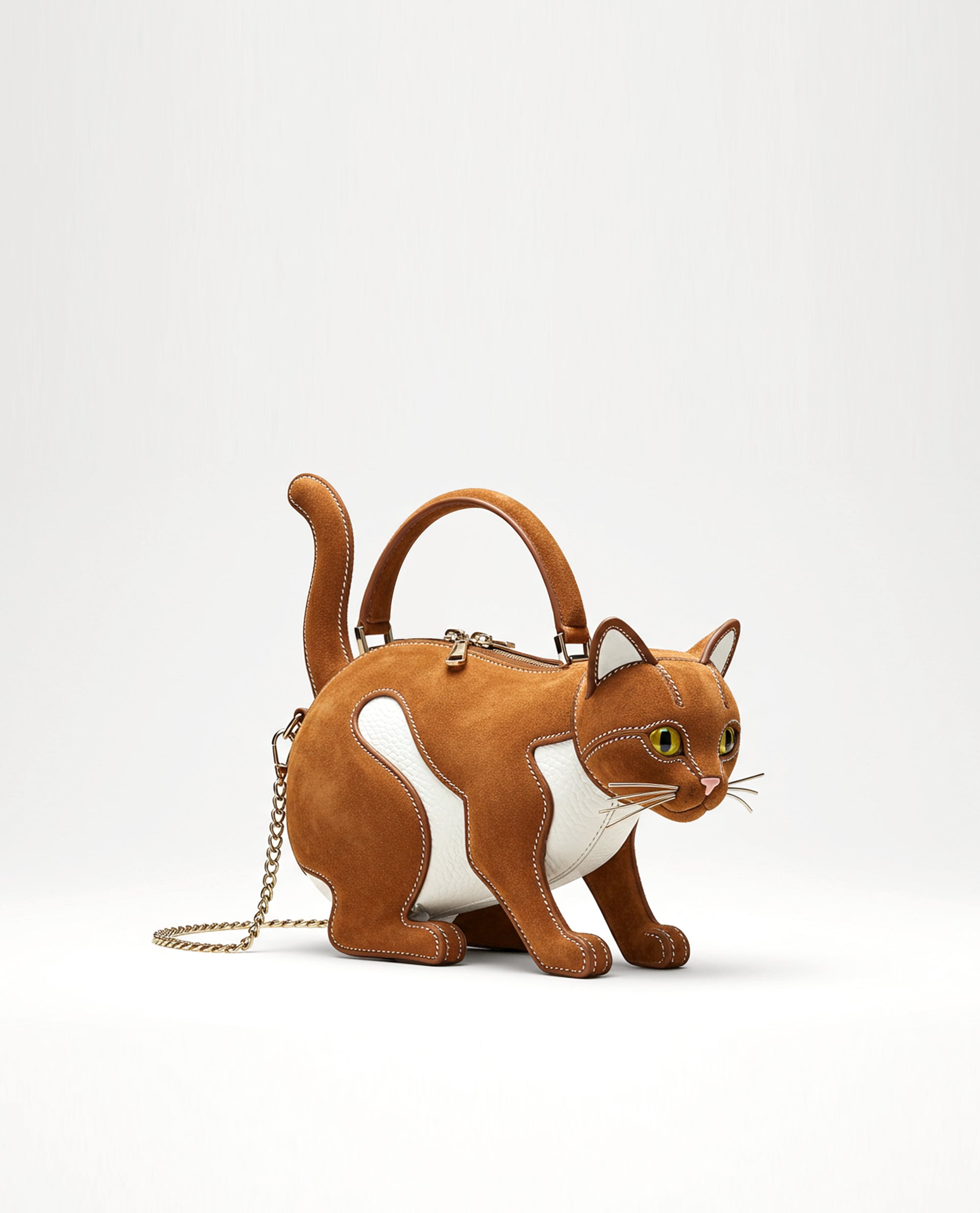 Cat Shaped Top Handle Bag - Brown