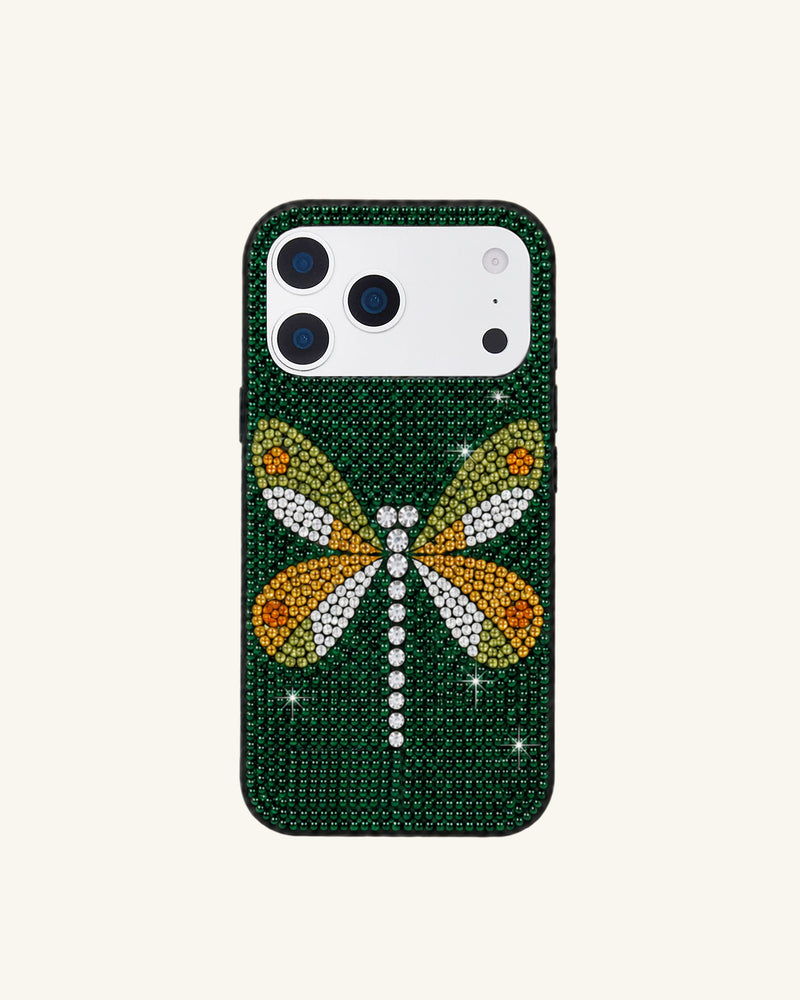 Dragonfly Artificial Crystal Phone Case - Green