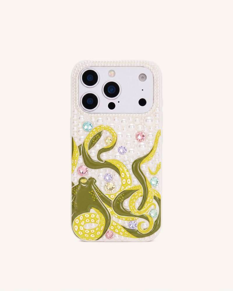 Pearl Octopus Phone Case – White