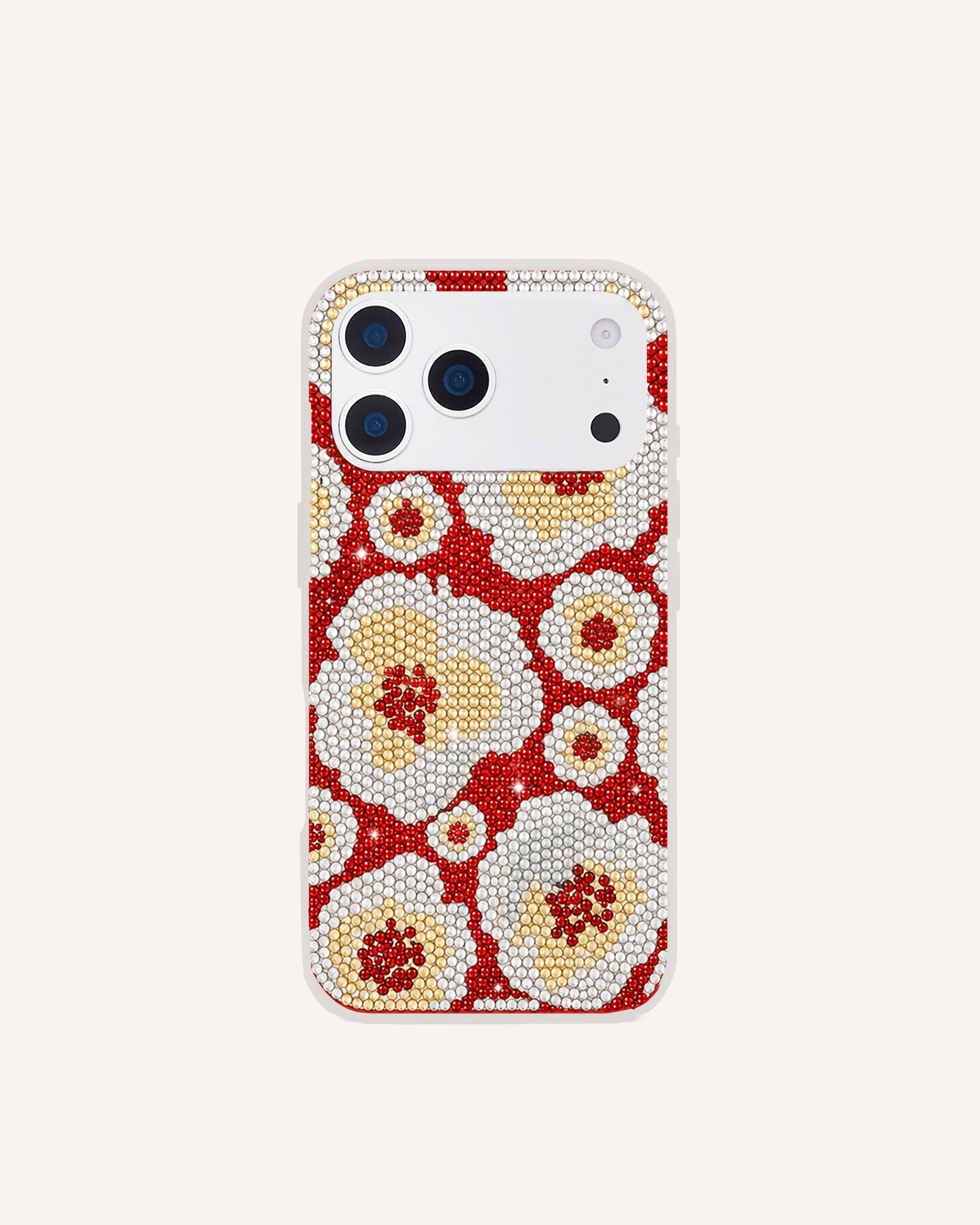 Camellia Artificial Crystal Phone Case - Red White