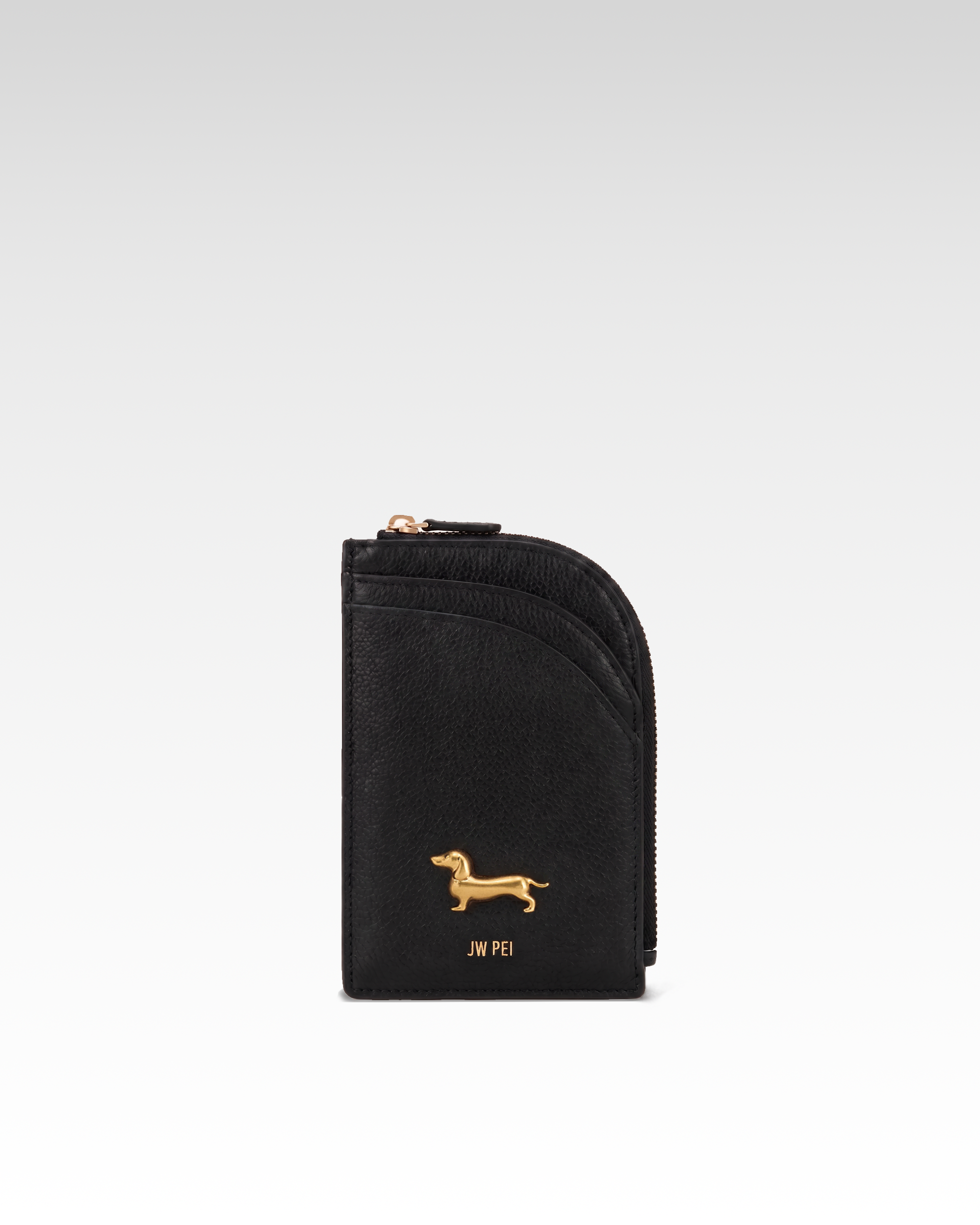 Maeve Dachshund Emblem Curved Card Holder - Black