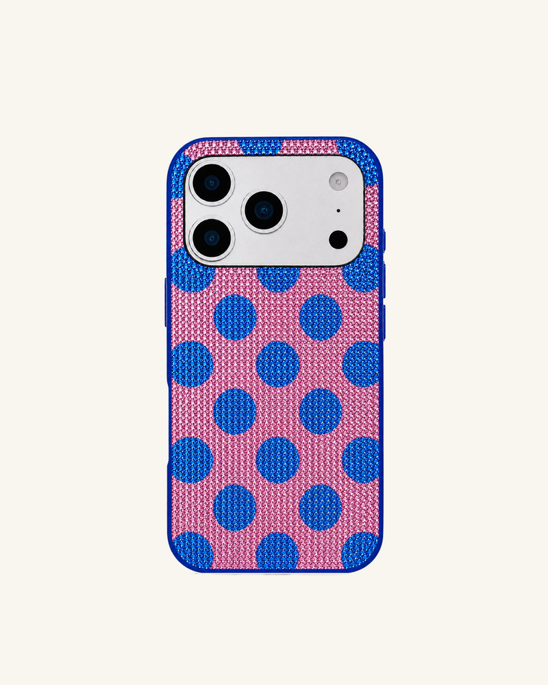 Blue Polka Dot Phone Case – Pink