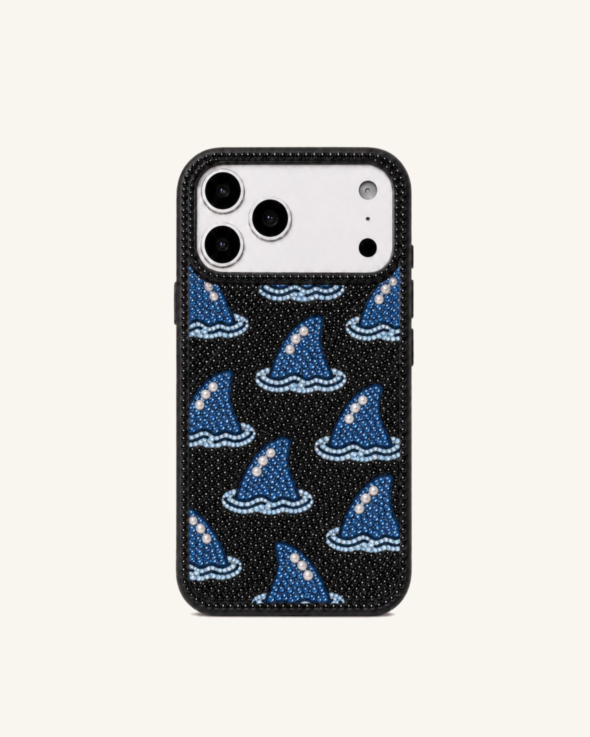 Blue Shark Fin Phone Case – Black