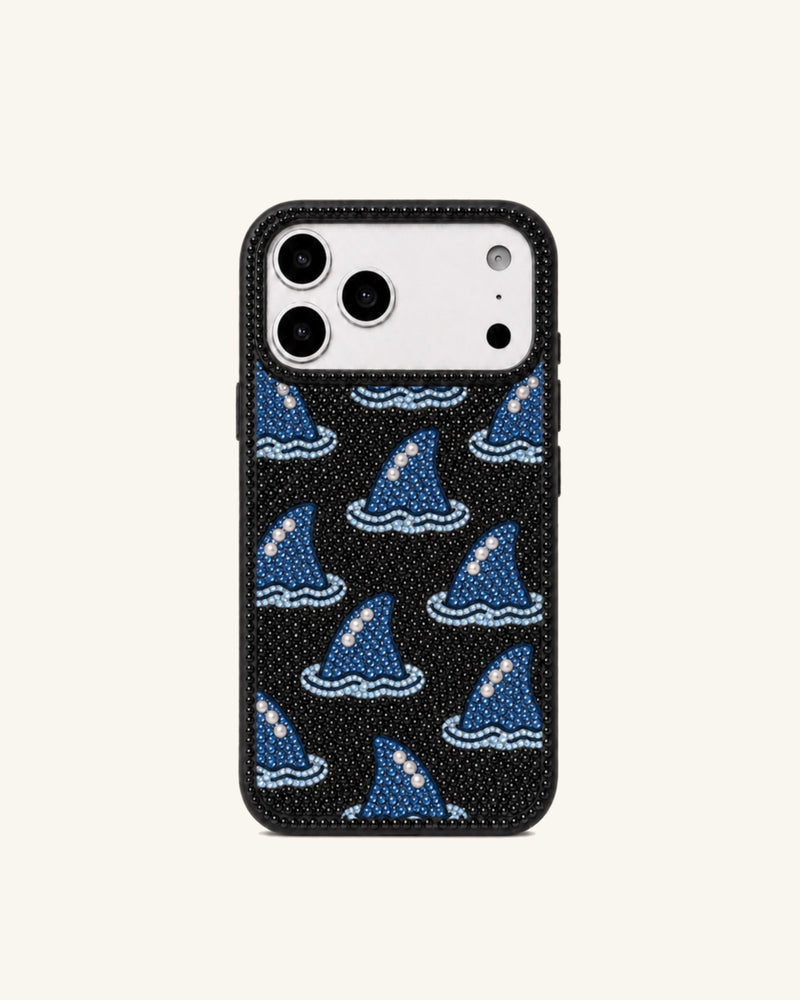 Blue Shark Fin Phone Case – Black