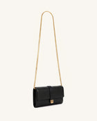 Hana Pebbled Chain Crossbody Wallet – Black