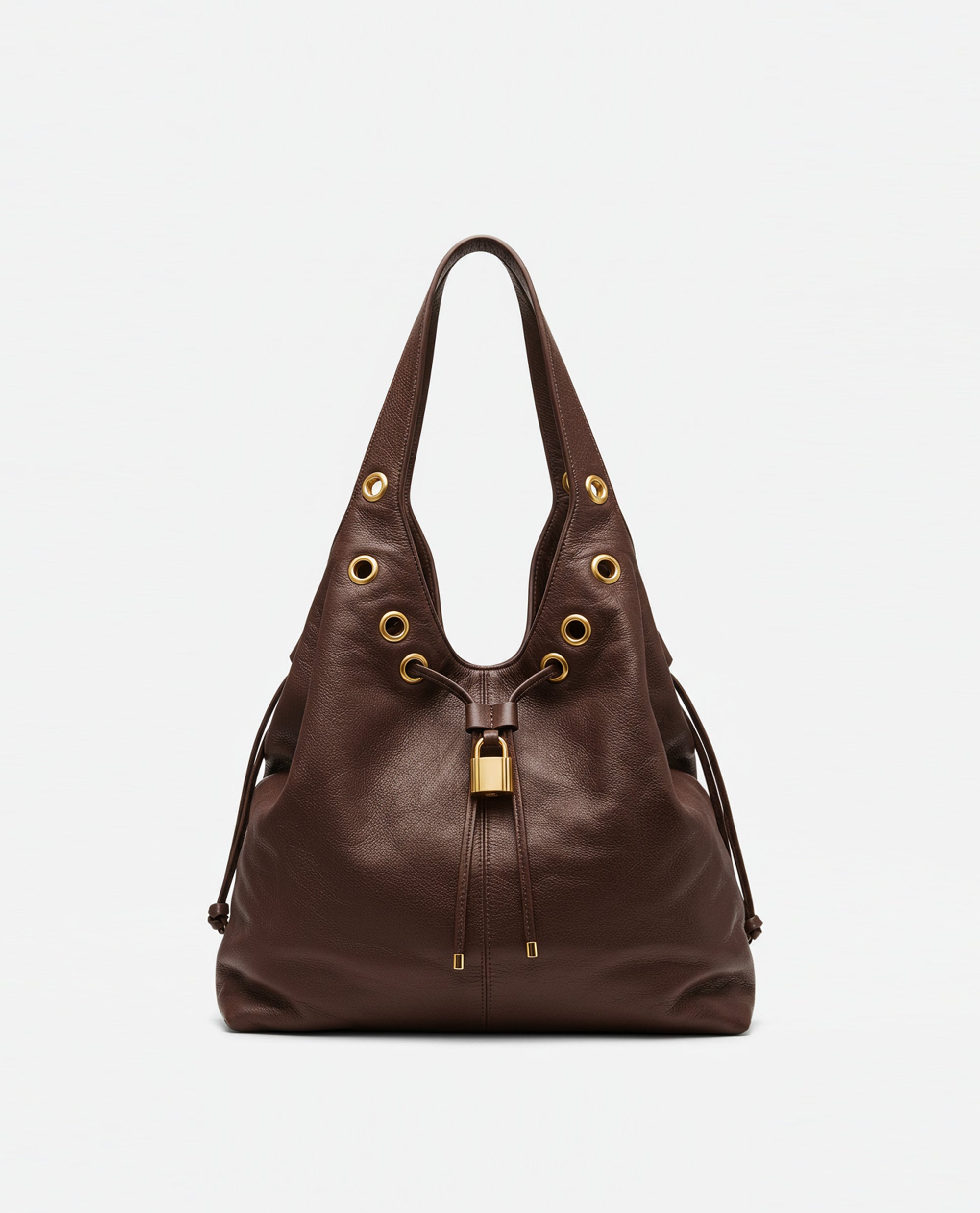 Leila Drawstring Hobo Bag - Brown