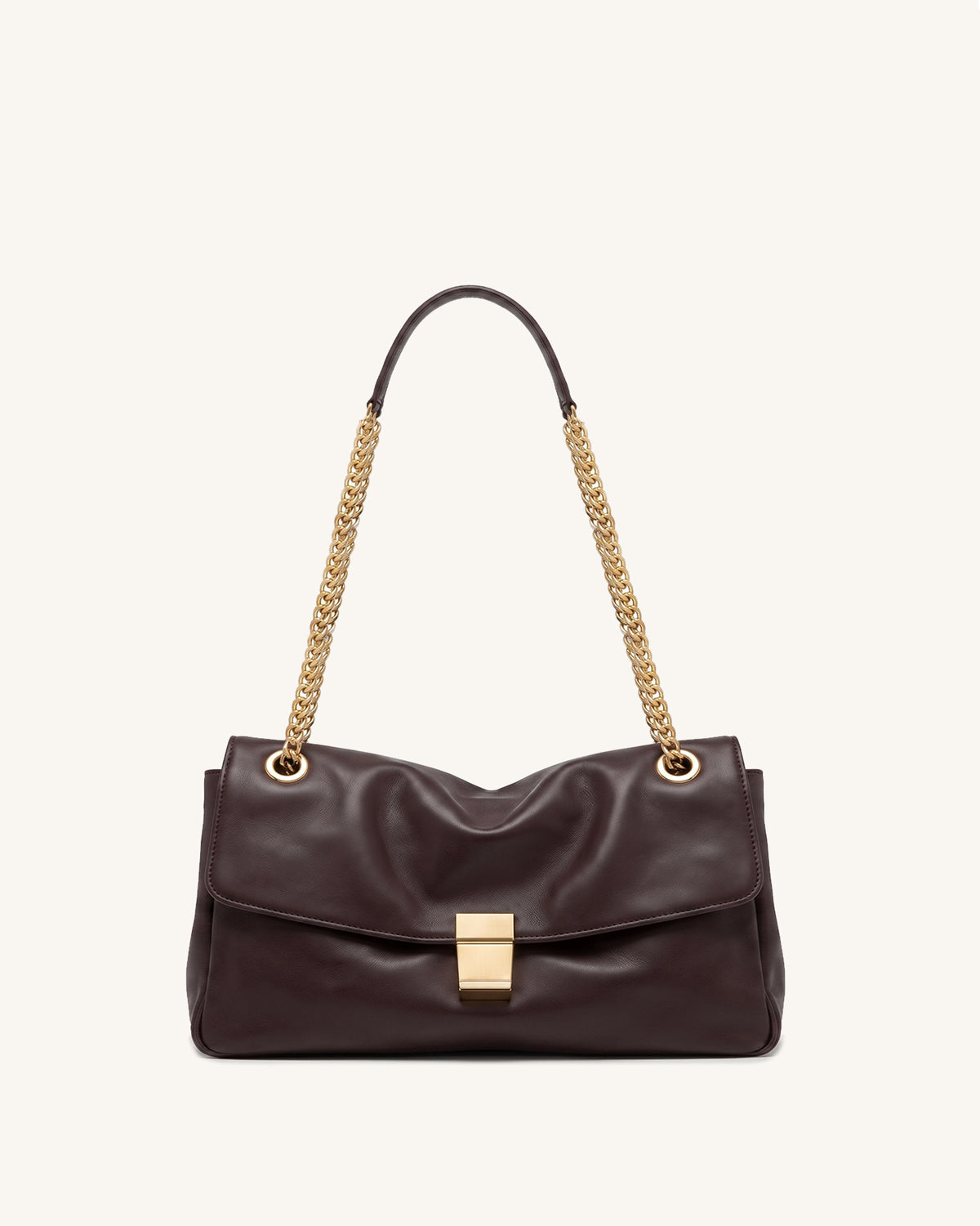 Hilary Chain Flap Shoulder Bag – Dark Brown