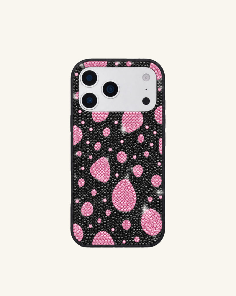 Pink Bubble Artificial Crystal Phone Case - Black