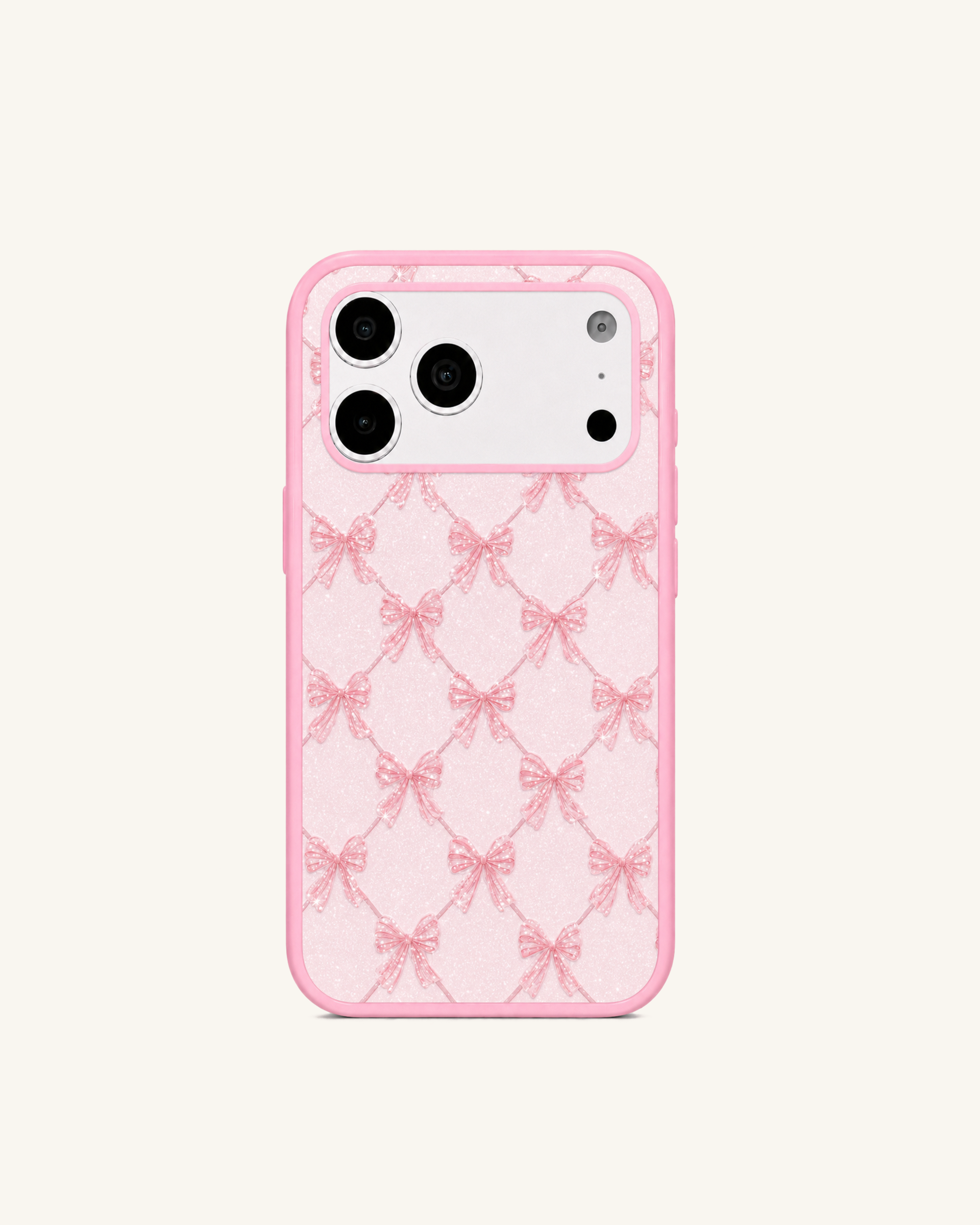 Sweet Bow Ribbon Glitter Phone Case – Pink