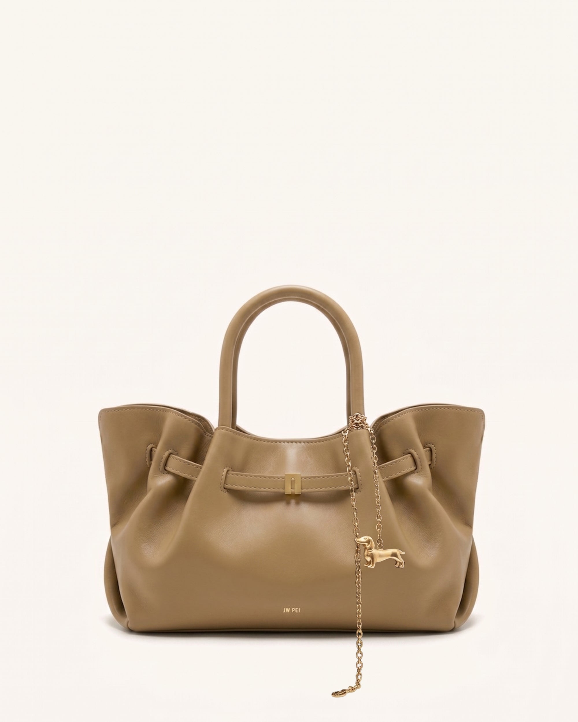 Maeve Dachshund Charm Soft Top Handle Bag - Tan