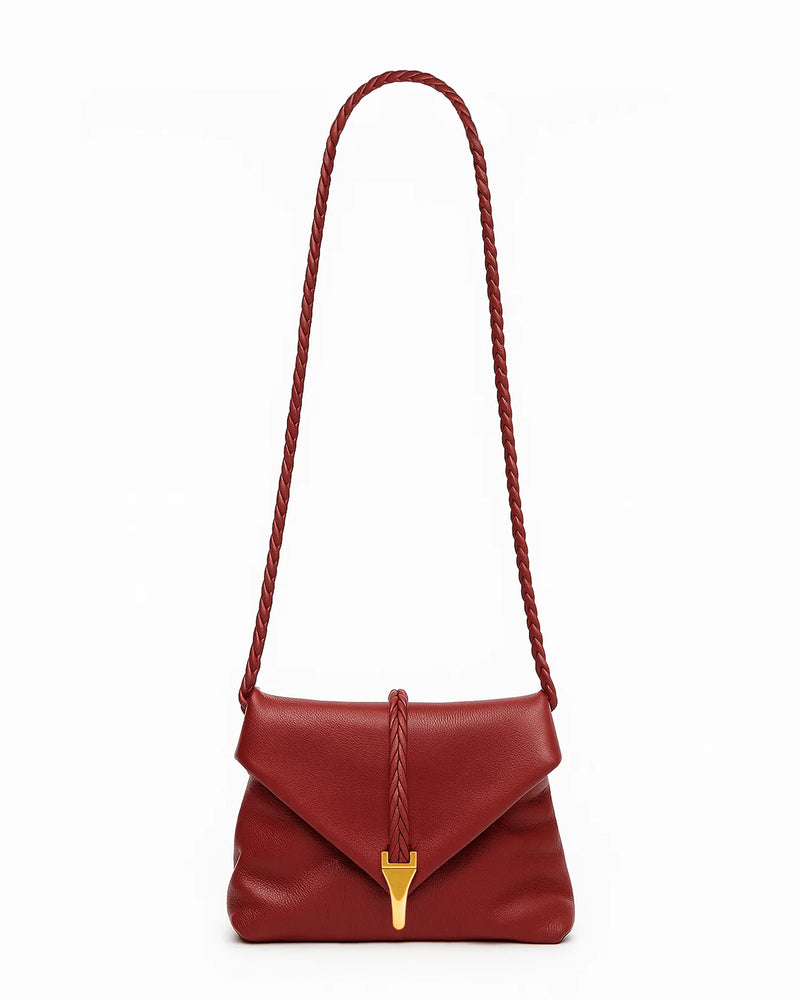 Mila Braided Leather Crossbody Bag - Red