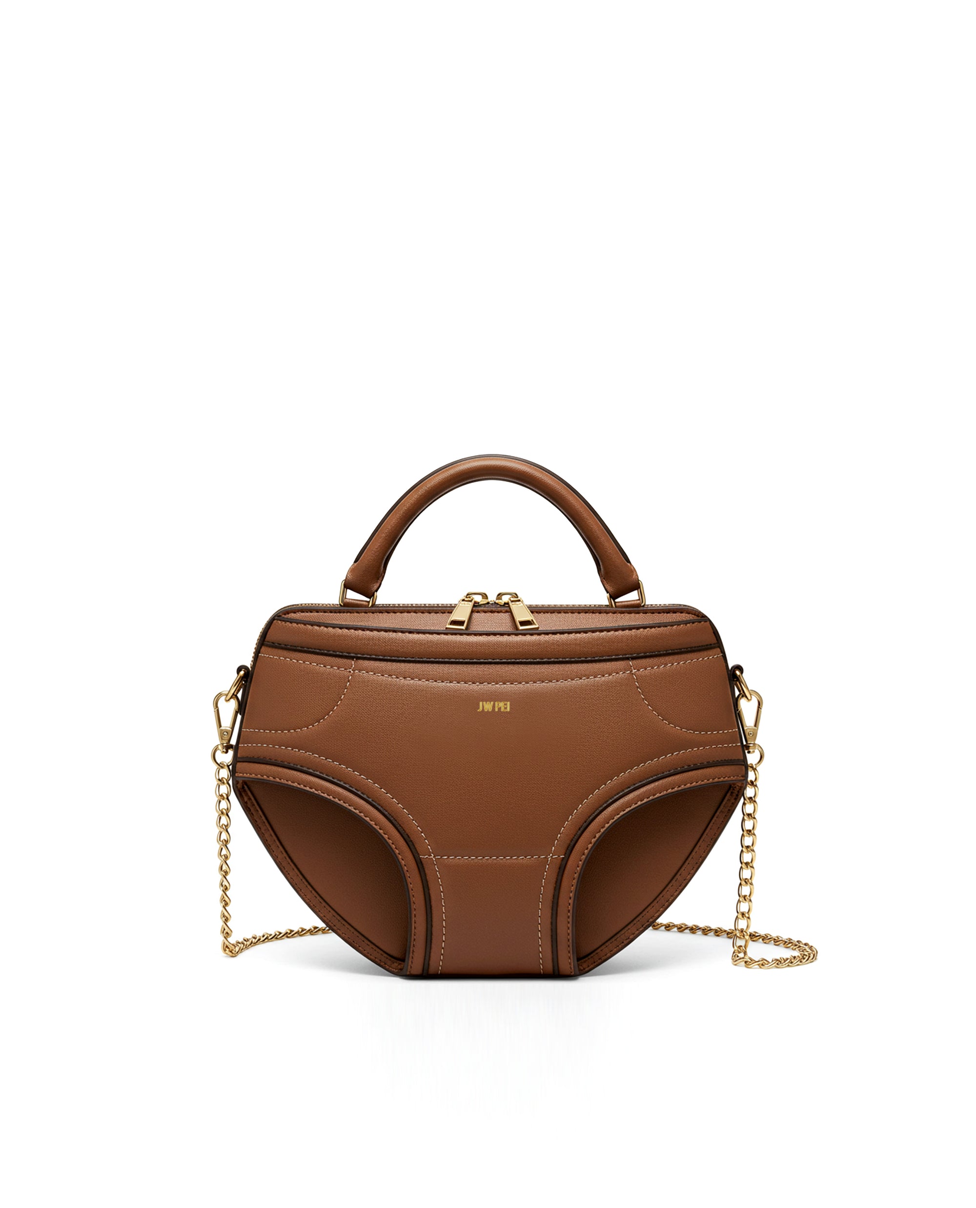 Ava Curve Chain Crossbody Bag - Brown