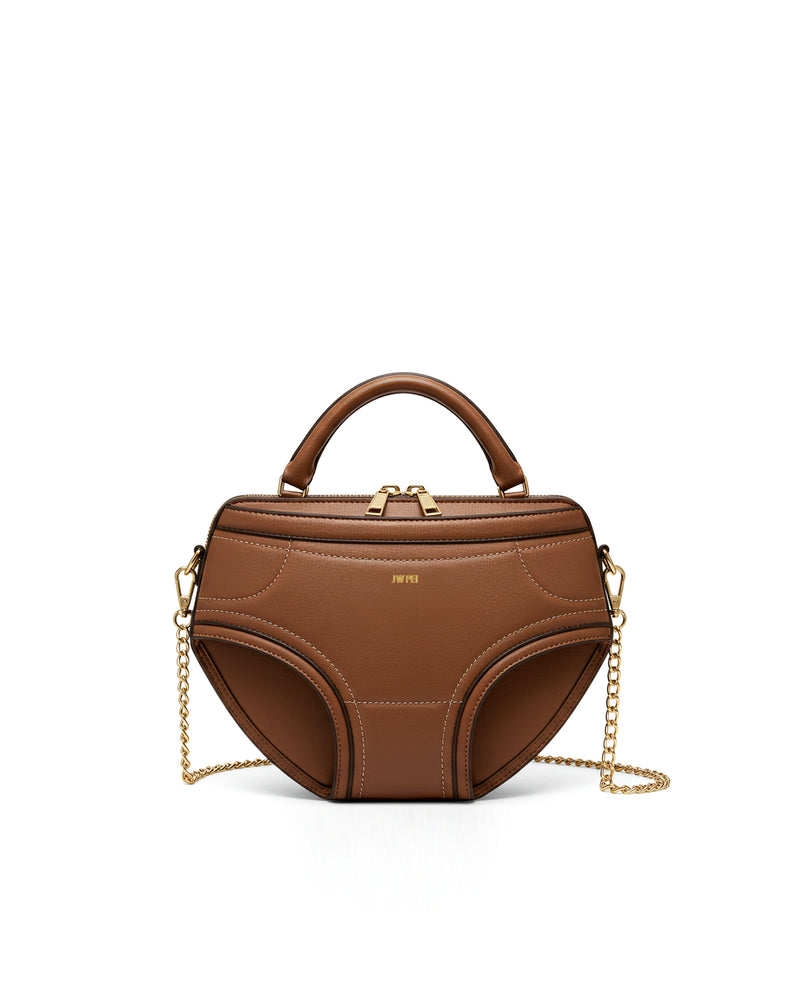 Ava Curve Chain Crossbody Bag - Brown