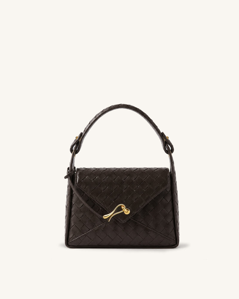 Celeste Woven Top Handle Bag - Dark Brown