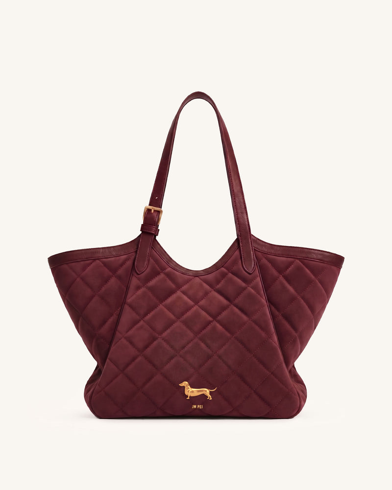 Nadine Quilted Dachshund Tote Bag - Red