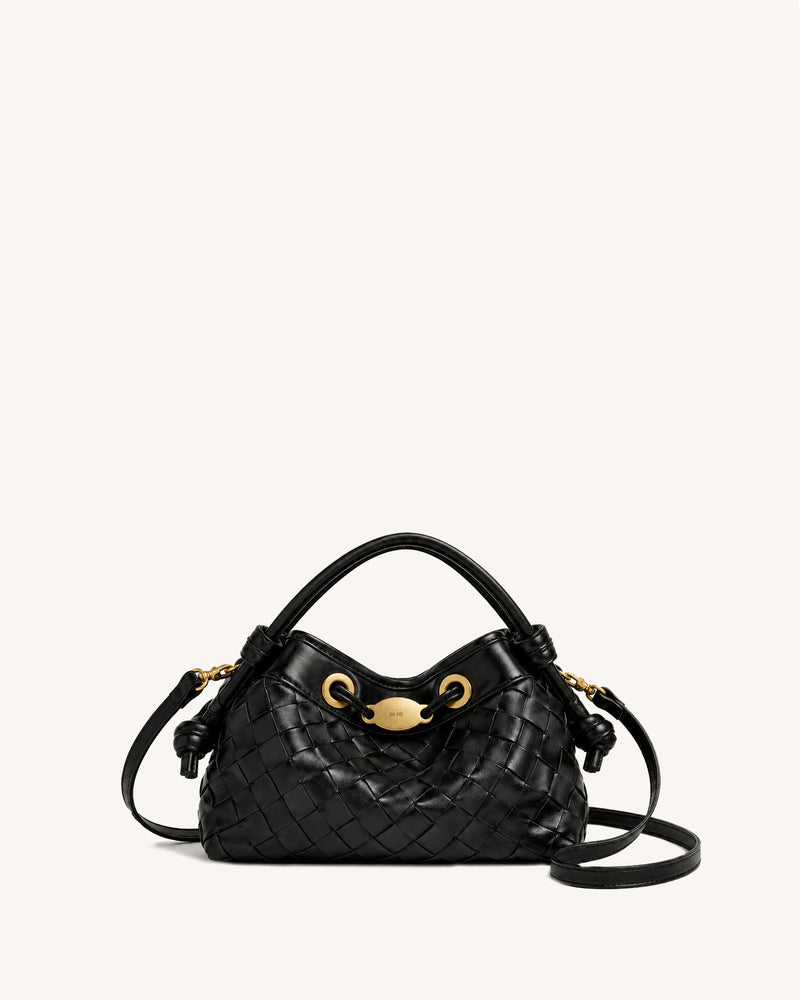 Yara Soft Woven Top Handle Crossbody Bag - Black